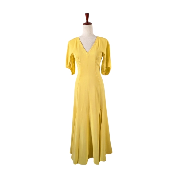 NWT MARNI Yellow Pleated Stretch -Crepe Midi Dress Size 38 - Picture 1 of 14